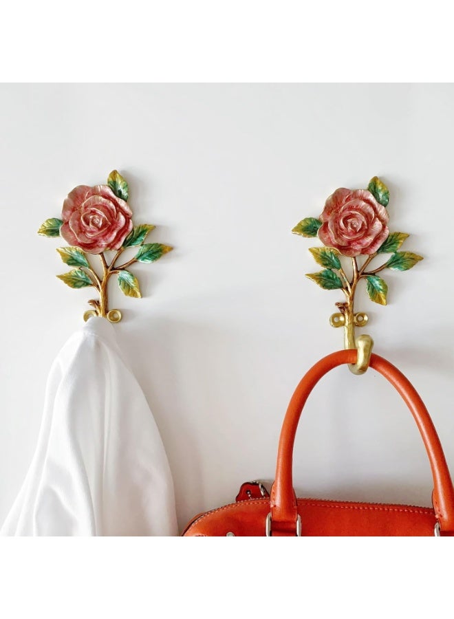 jaexest 2-Pack Vintage Flower Shaped Wall Hooks – Antique Metal Mounted Coat Rack Hangers for Hanging Clothes, Towels, Keys & Hats – Decorative Entryway, Bathroom & Bedroom Organizer - Image 4